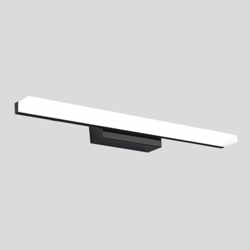 Metal Linear Wall Sconce Modern Single Light Mirror Wall Mount Light Fixture in Black