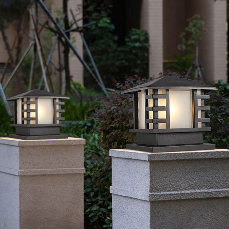 Modern Square Shape Solar Energy Pillar Lamp with Acrylic Shade for Outdoor