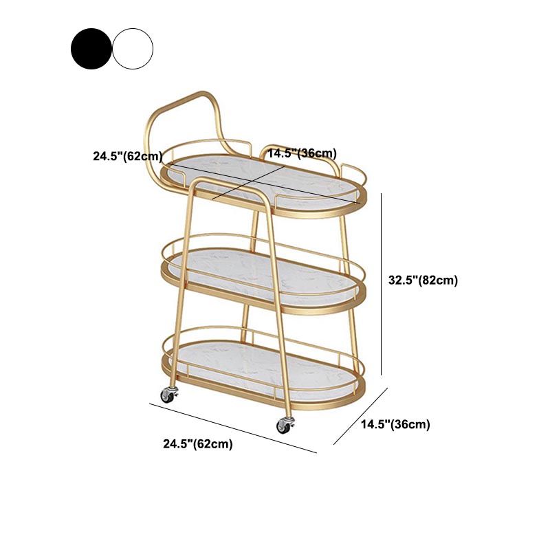 32.28"H Modern Rolling Prep Table Oval Metal Prep Table for Home Use