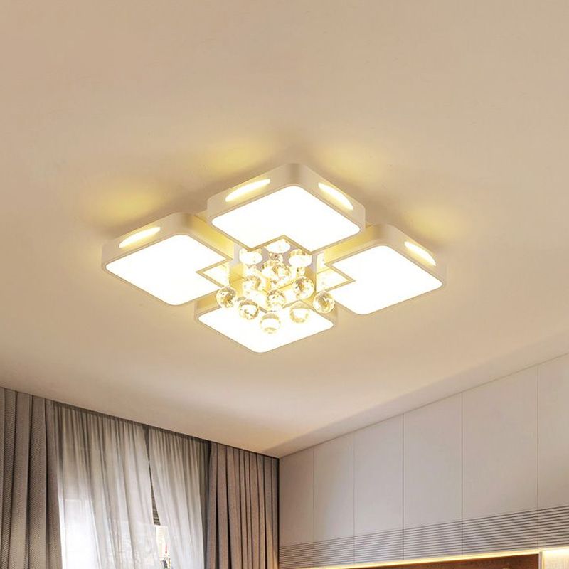 16"/19.5"/23.5" W White Square Ceiling Flushmount Contemporary Led Flush Ceiling Light in Warm/White Light