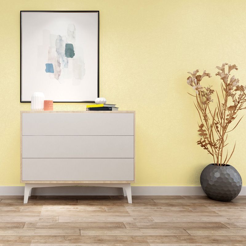 Pastel Yellow Plain Wallpaper Roll Waterproofing Minimalist Living Room Wall Art