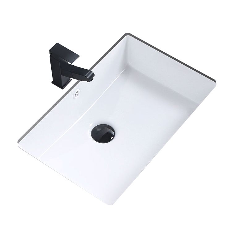 Modern Bathroom Sink Pop-Up Drain Porcelain Rectangular Vessel Bathroom Sink