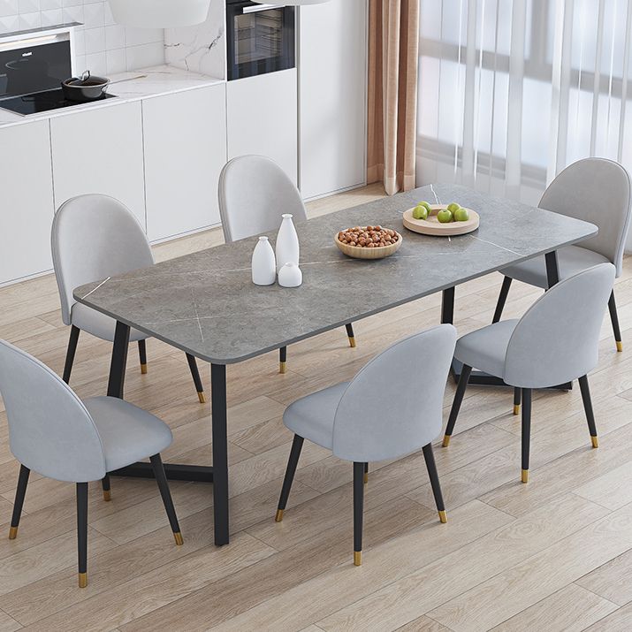 Modern Rectangle Stone Dining Table 1/2/5/7 Pieces Dining Set for Living Room