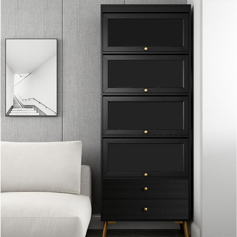 Contemporary 2- Drawer Black Wooden Cabinet, Rectangle Accent Cabinet