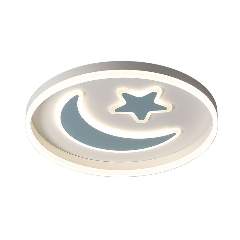 Éclairage LED encastré pour chambre à coucher, luminaire encastré blanc/rose/bleu pour enfants avec abat-jour en acrylique lune et étoile