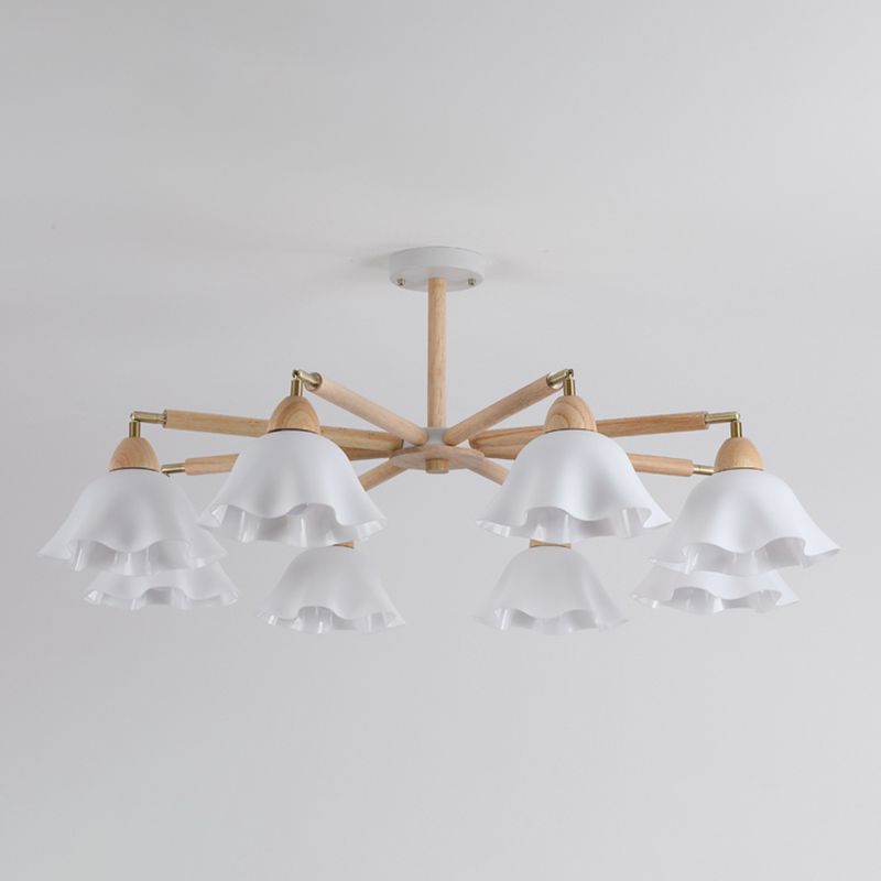 Modern Wooden Semi Mount Lighting Glass Shade Semi Flush for Living Room