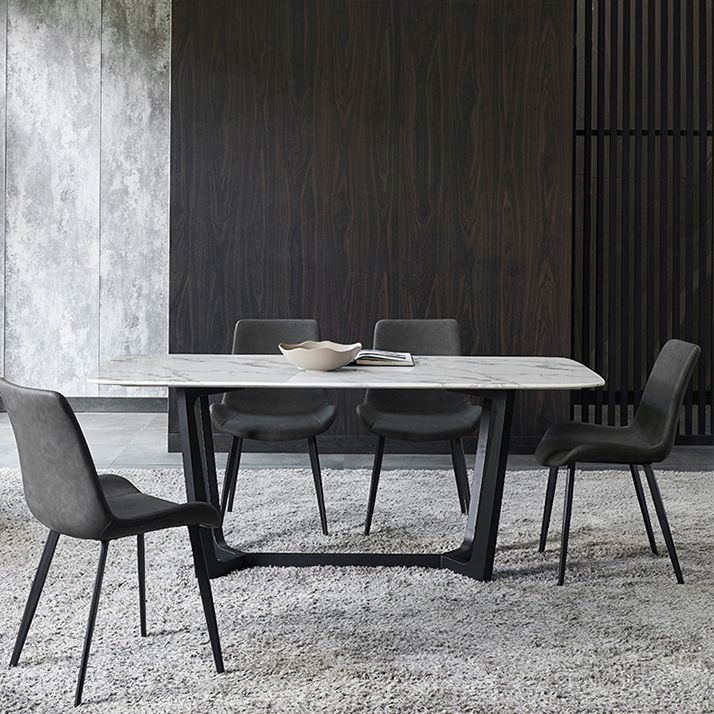 Faux Leather Dining Chairs Industrial Arm Solid Back Dining Side Chairs