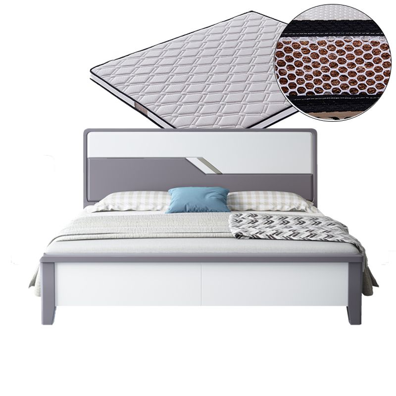 43.3" Tall Contemporary Standard Bed with Headboard, Solid Wood Panel Bed