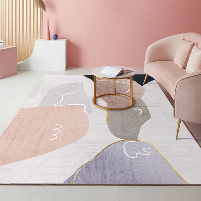 Atrovirens Modern Rug Polyester Color Block Rug Stain Resistant Rug for Living Room