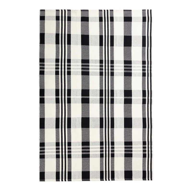 Stylish Living Room Carpet Plaid Pattern Area Rug Cotton Blend Indoor Rug