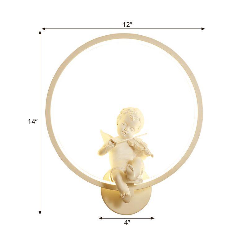 Modern White Wall Light with Angel Boy Ring Acrylic LED Sconce Light for Stair