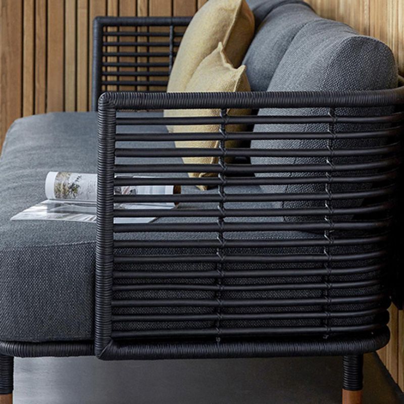 Metal Rattan Patio Sofa Tropical Style Outdoor Simple Sofa Outdoor Patio Sofa