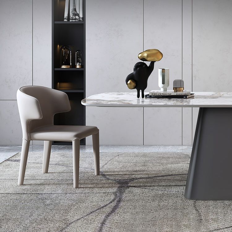 Contemporary Kitchen Dining Room Set with Rectangle Sintered Stone Top Formal Dining Table Furniture