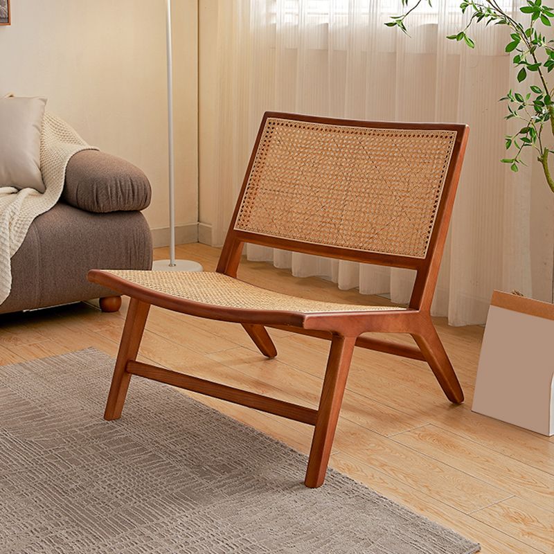 Solid Wood Armless Chair Woven Back Lounge Chair for Living Room