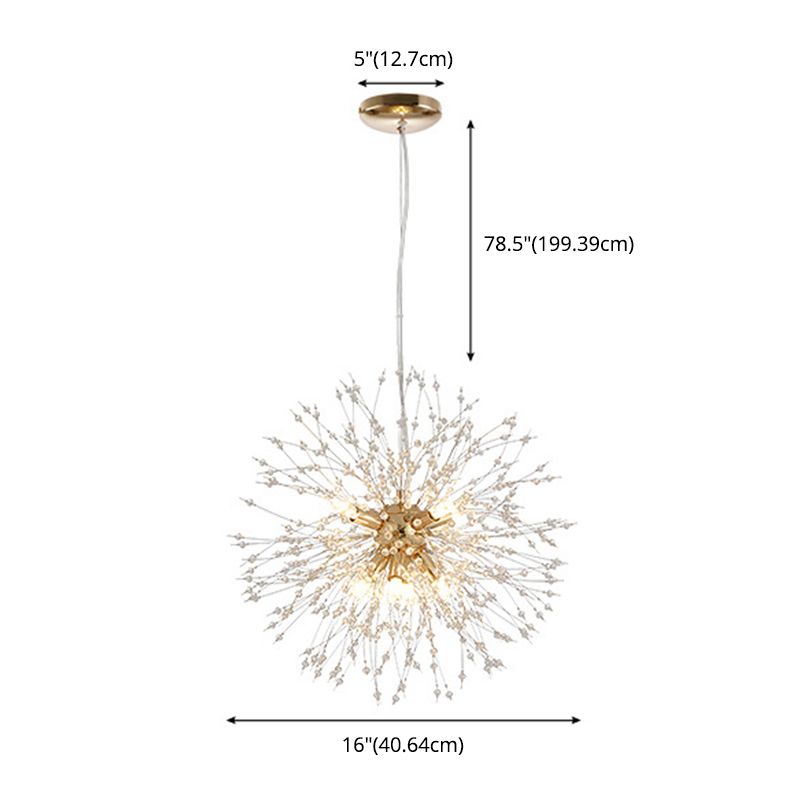 Crystal Dandelion lampadario in stile moderno Multi lampadina lampada sospesa per camera da pranzo camera da letto