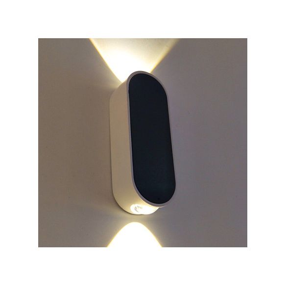 Simple Stylish Oval Wall Sconce Light Aluminum LED Bedroom Wall Mounted Lamp in Black, Warm/White Lighting