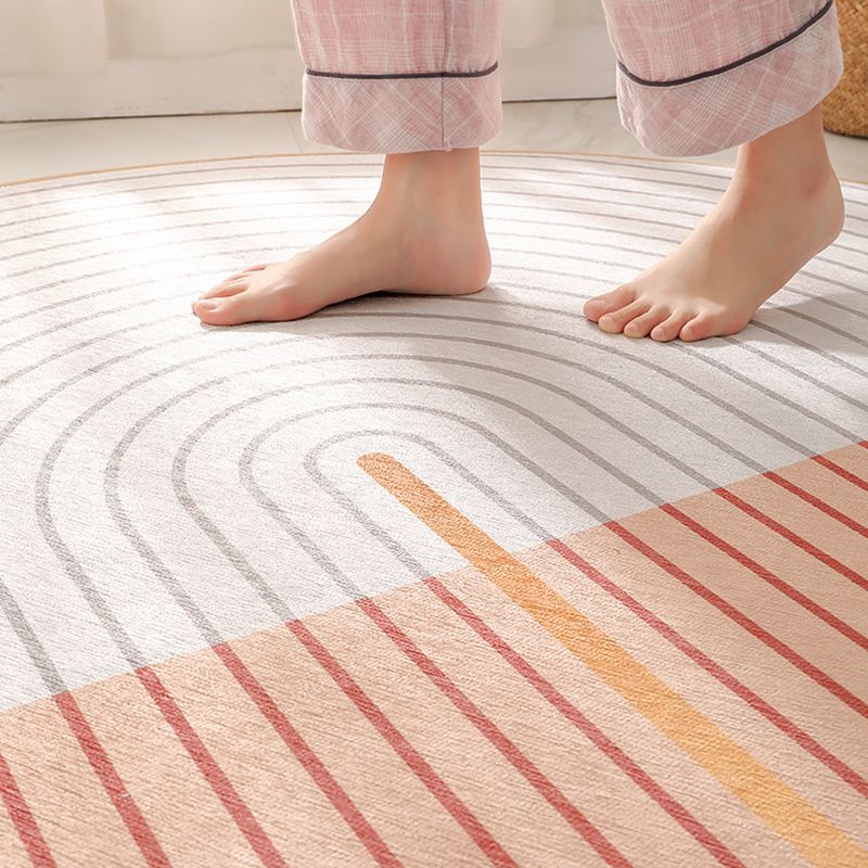 White Stripe Carpet Polyester Modern Carpet Washable Carpet for Living Room