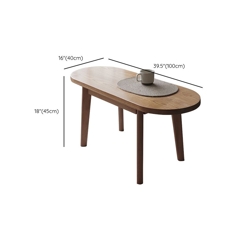 4 Legs Coffee Table Modern Brown Solid Wood Coffee Cocktail Table