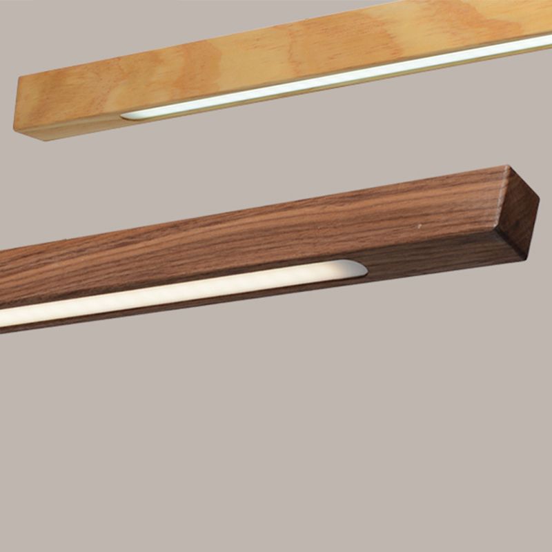 Modern Style Linear Hanging Pendant Light Wood 1-Light Ceiling Pendant Light