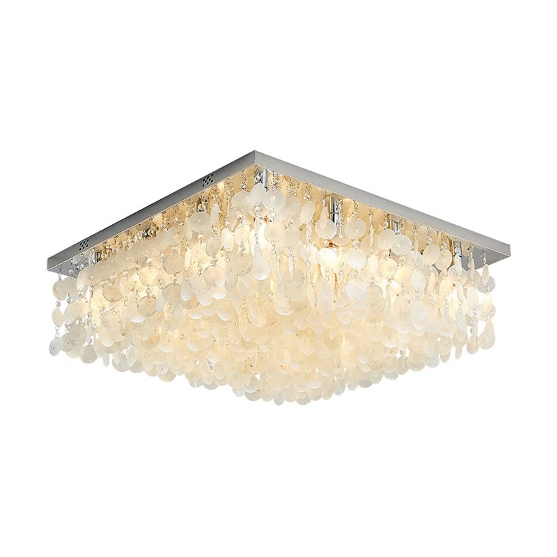 Square Flush Mount Light Modern Crystal LED Chrome Ceiling Light Fixture for Bedroom, 16"/19.5"/23.5" Wide