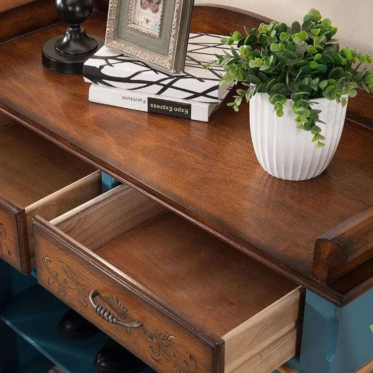 45.3" Tall 2 - Door Cabinet Mid Century Distressed Wood Storage Cabinet with 2 Drawers