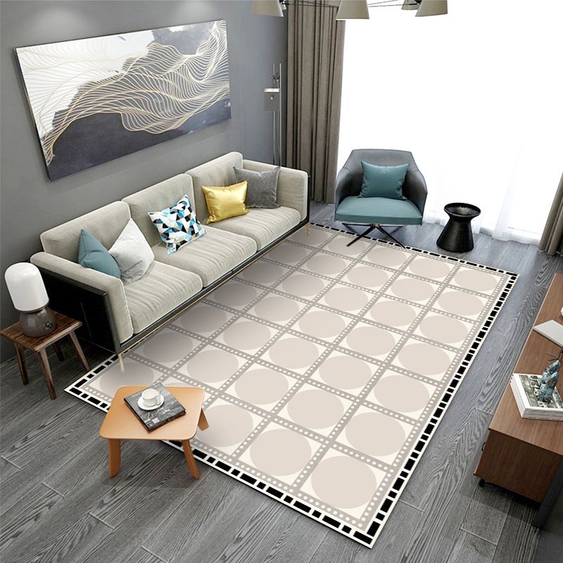 Geometric Pattern Modern Style Rug Rectangle Shape Stain Resistant Rug