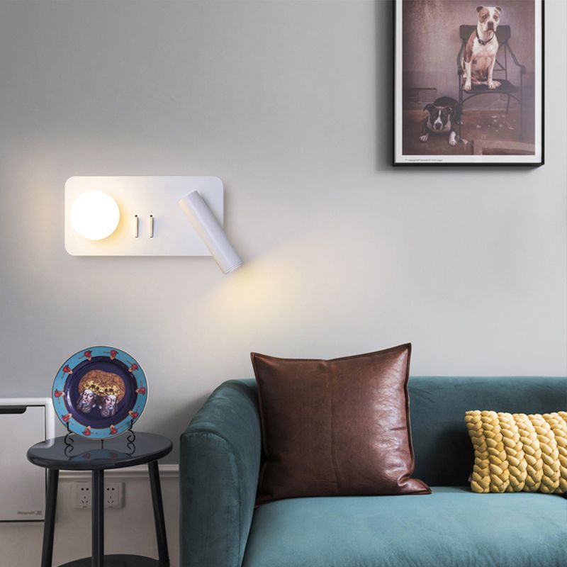 Modern LED Metal Wall Sconce Geometric Shape Wall Light with Acrylic Shade for Bedroom