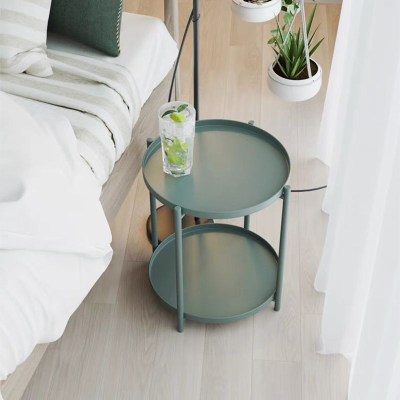 4 Legs Base Design Iron Material Green/white/black/yellow End Table Round Top Side Table