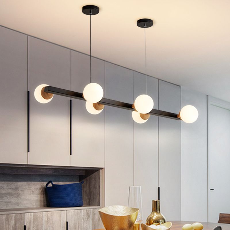 Brown Hanging Ceiling Light White Glass Modern Island Lamps for Dining Room