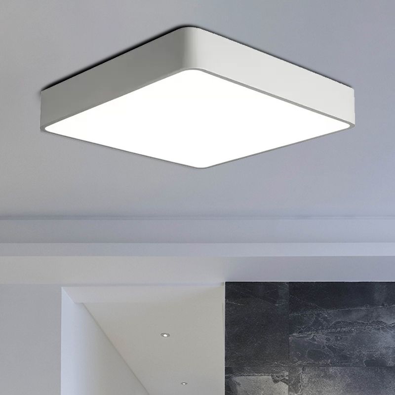 Lámpara empotrada cuadrada blanca/negra moderna de 14"/18"/23,5" de ancho Led de montaje empotrado de metal para sala de estar