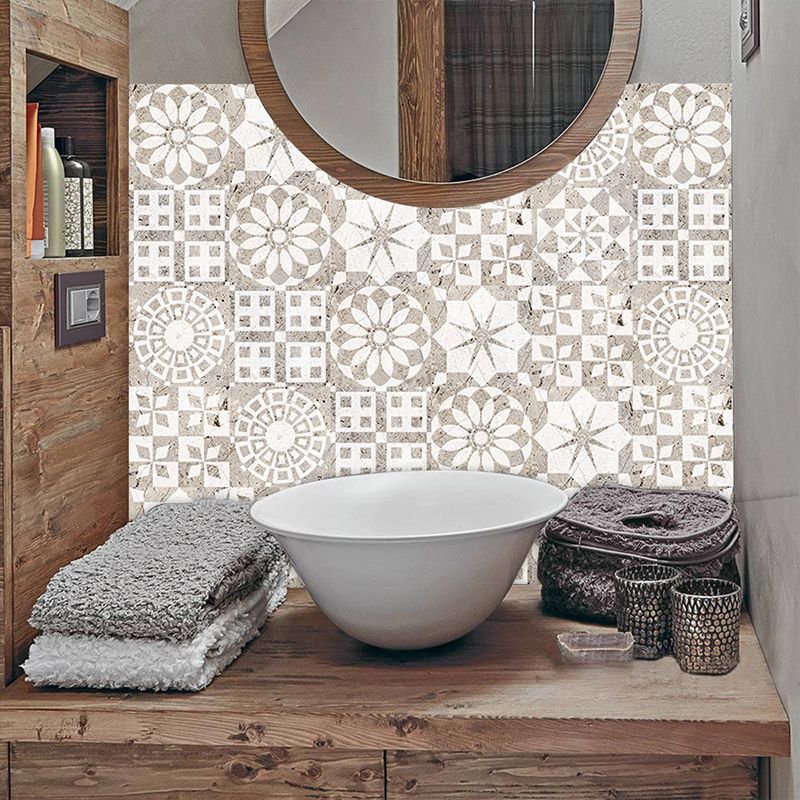 Mandala Pattern Marble Wallpapers Contemporary PVC Stick On Wall Covering in Brown