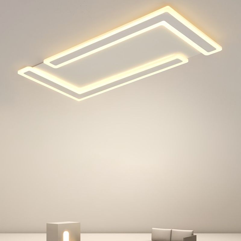 Weiße, rechteckige LED-Einbauleuchte in moderner Schlichtheit, schmiedeeiserne Deckenleuchte mit Acrylschirm