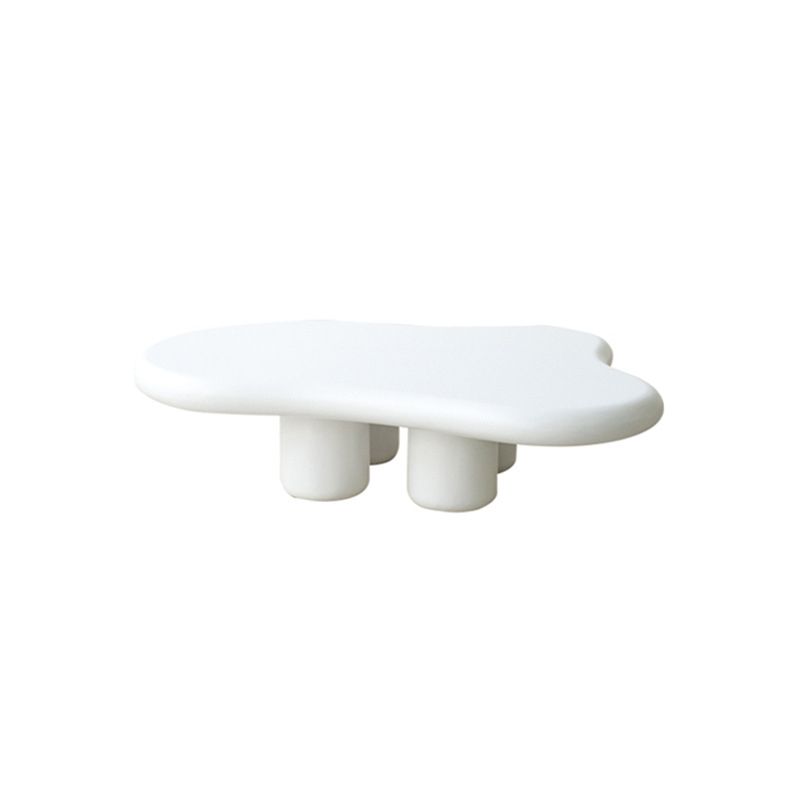 Nordic Wooden 4 Legs Coffee Table, Wooden Cloud Cocktail Table in White/Black/Beige