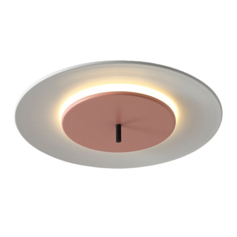 Acrylic Circular LED Ceiling Fixture in Modern Nordic Style Lacquered Iron Macaroon Flush Mount