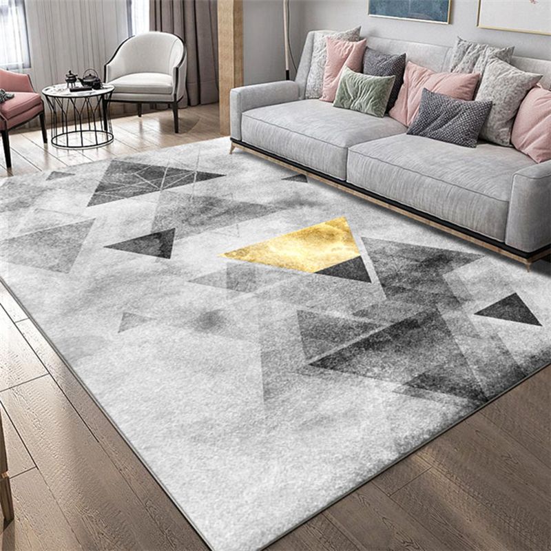 Luxury Geometry Design Area Rug Contemporary Comfort Polyester Rug Stain Resistant Washable Carpet for Living Room