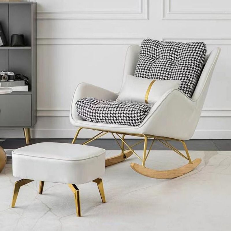 Gorgeous Glider Chair Faux Leather Pillow Indoor Rocker Chair with Ottoman