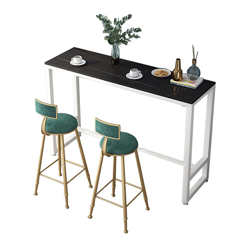 Glam Low Back Upholstered Dining Stools Round Bar Stools with Footrest