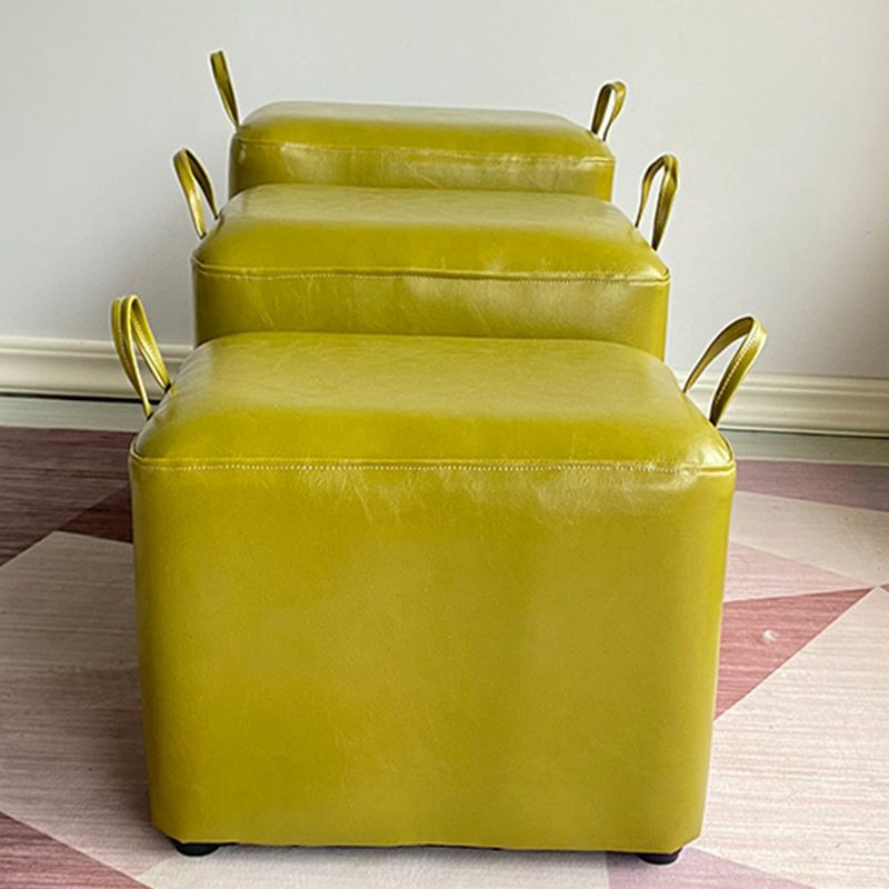 Modern PU Leather Poof Plain Rectangle Water Resistant Ottoman Chair