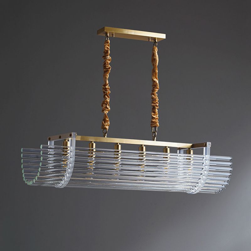 Modern Style Island Light Clear Glass Hanging Light for Dining Room