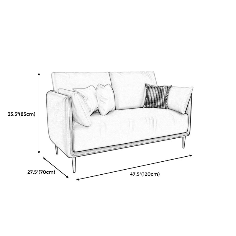 27.55" W Genuine Leather Modern Square Arm Sofa for Restaurant