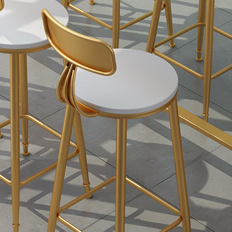 Glam Style Counter Stool Upholstered Low Back Bar Stool with Gold Frame