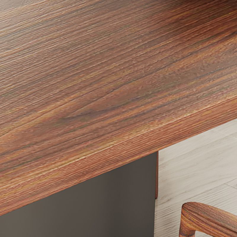 Brown Dining Table Solid Wood Rectangle Contemporary Style Dinner Table