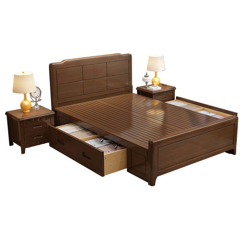 Scandinavian Solid Wood Standard Bed Natural Bed with Headboard