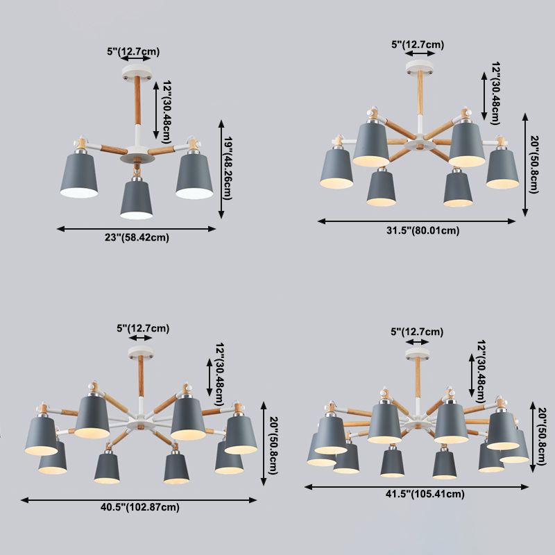 Iluminación colgante geométrica de múltiples luces lámpara de techo de metal de estilo moderno