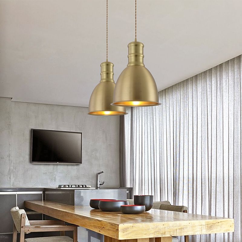 Minimalistische hangende hanglamp messing messing gearceerde hangerverlichting met metalen schaduw