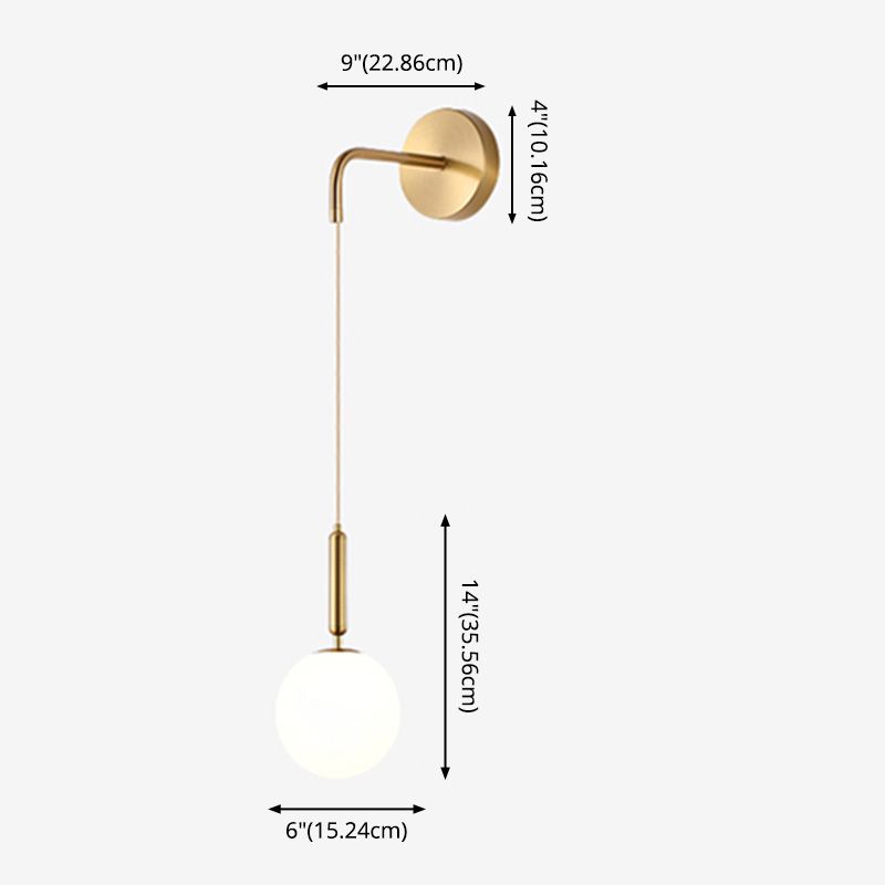 Glass Orb Wall Mounted Light Fixture Simplicity Style Wall Light Sconce for Bedroom