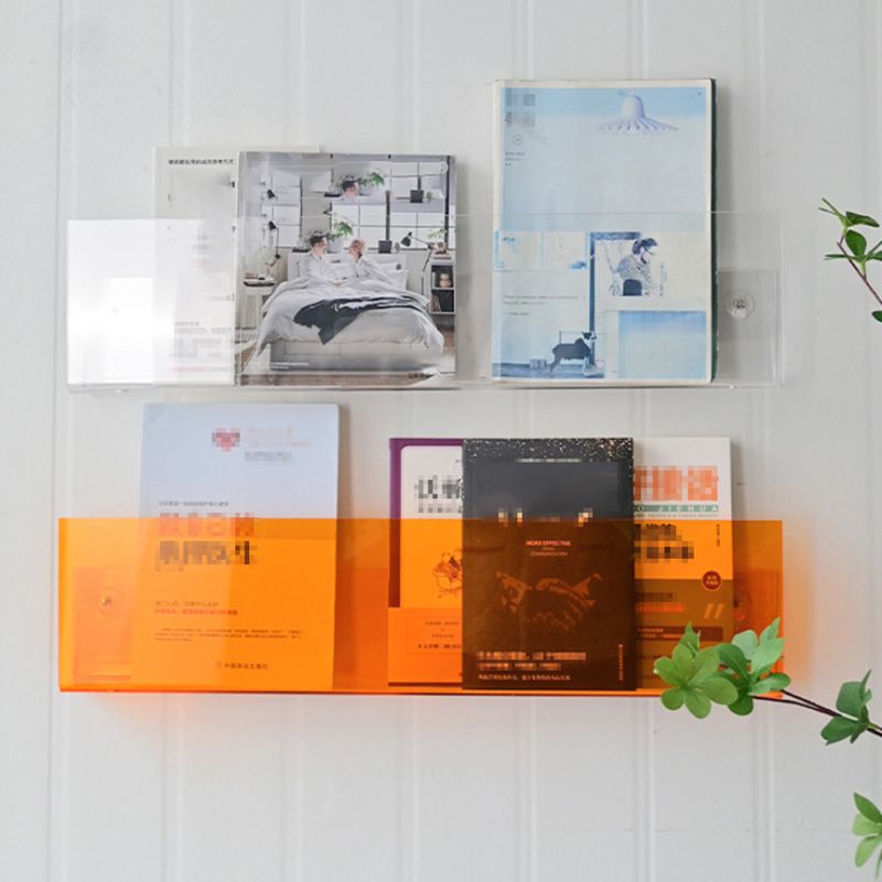 Acrylic Floating Bookcase Scandinavian Wall Mounted Book Shelf,5.7" H x 2" W