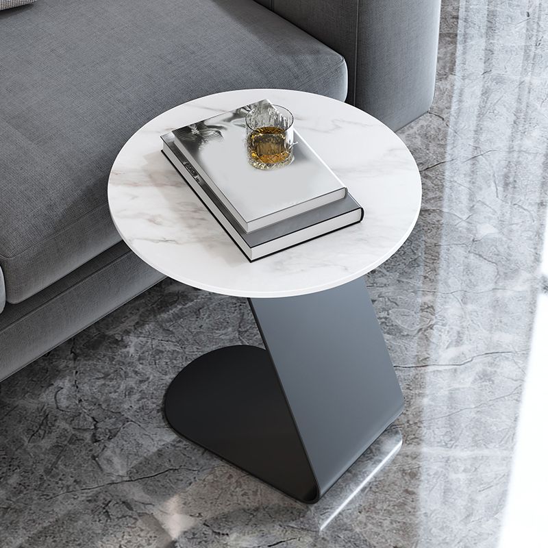 Contemporary Round 23.6" Tall Side Table Metallic C Side Table