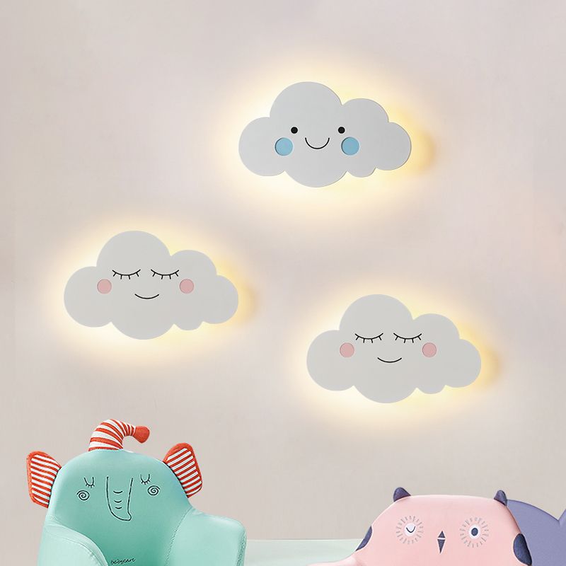 Metal Cloud-Shaped Wall Lighting Modern Style Pink/Blue Finish LED Sconce Light for Bedroom