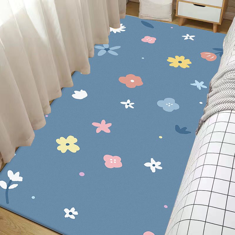 Casual Floral Pattern Rug Polyester Carpet Stain Resistant Area Rug for Adult's Bedroom